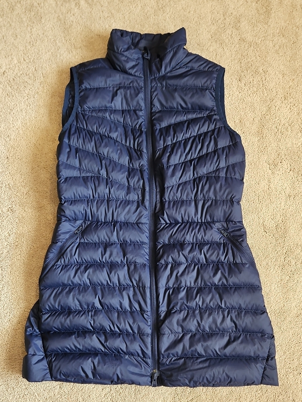 Land's End Navy Quilted Puffer Vest - Women's Sleeveless Coat
